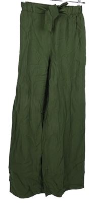 Dámské khaki lněné volné kalhoty Primark 