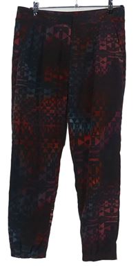 Dámske čenro-červeno-modré vzorované voľné é nohavice Sparkle&Fade