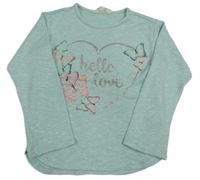 Světlemodrý lehký svetr s motýlky a nápisem H&M