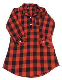 Červeno-čierne kockované flanelové šaty