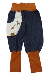 Tmavomodro-hrdzavé cuff rifle s úpletovým pasom so žirafami 