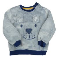 Tmavomodro-biela melírovaná chlpatá mikina s čumáčkem Ergee