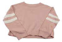 Svetloružová crop mikina s proužkem Next