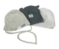 3x bavlněná čepice bílá+ šedá