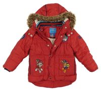 Červená šusťáková zimní bunda s PAw PAtrol a kapucí Nickelodeon