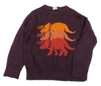 Fialový sveter s dinosaurami GAP