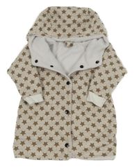 Světlebéžový podšitý mikinový kabátek s hvězdami a kapucí 