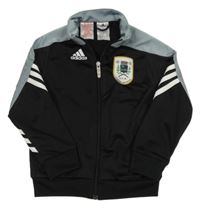 Černo-šedá sportovní propínací mikina s nášivkou Adidas