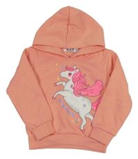 Svetloružová mikina s jednorožcom a kapucňou