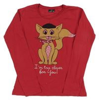 Rubínové triko s kočkou Crash one