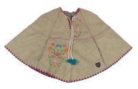 Béžové semišové zateplené pončo s kytičkami Benetton