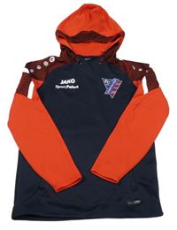 Tmavomodro-červená thermo mikina s potiskem a kapucí jako