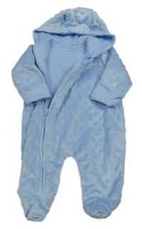 Světlemodrá minky podšitá kombinéza s kapucí George