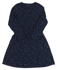 Tmavomodré bodkovaná é bavlnené šaty Tchibo