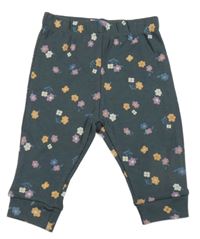 Sivé legíny s kvetinami Pekkle