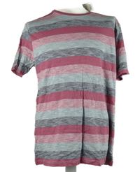 Nové - Pánske ružovo-sivé pruhované tričko George