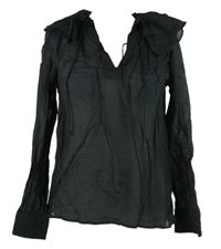 Nové - Dámska čierna blúzka s volánikmi H&M