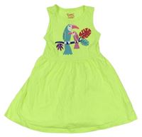 Neónově zelené bavlnené šaty s tukanmi C&A