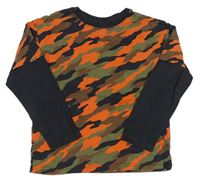 Kaki-oranžové army tričko Tu