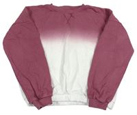 Bielo-vínová ombré crop oversized mikina Nutmeg
