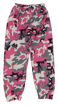 Bielo-ružovo-čierne army ľahké cuff nohavice Shein