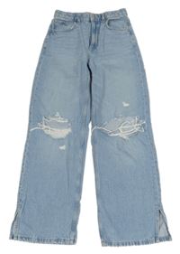 Světlemodré wide leg rifle s dírami na kolenou Primark