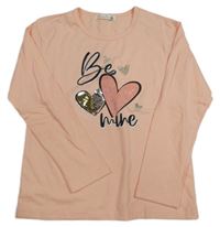 Nové - meruňkové triko se srdíčky 