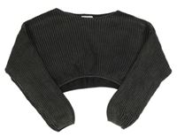 Tmavosivý rebrovaný crop sveter Primark