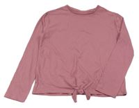 Růžové triko s uzlem Tu