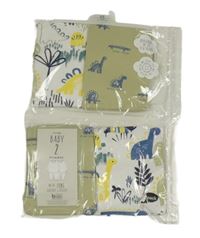 Nové - 2x - Béžové + biele pyžama s dinosaurami George