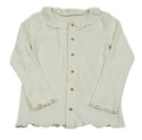 Bílé žebrované propínací triko s volánkem George