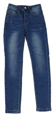 Tmavomodré skinny rifle s vyšúchaním Shein