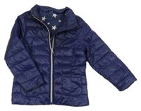 Námořnicky modrá šušťáková prešívaná ľahká zateplená bunda