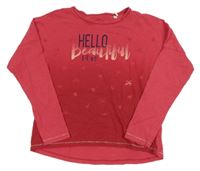 Malinové tričko s nápisom a mašľami