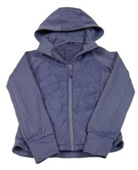 Fialová šušťáková thermo bunda s mikinovymi rukávy a kapucňou H&M