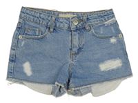 Modré riflové kraťasy s prošoupáním Zara