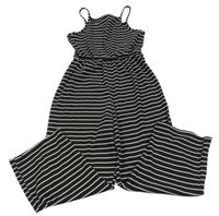 Černo-bílý pruhovaný kalhotový overal