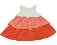 Bielo-korálovo-červené bavlnené vrstvené šaty Topomini