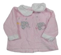 Světlerůžové puntíkaté sametové triko s myškami a límečkem 