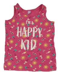 Fuchsiový bodkovaná ý top s nápisom a obrázkami Dopodopo