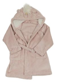 Světlerůžový chlupatý župan s kapucí - jednorožec Matalan