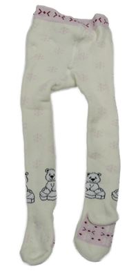 Smetanovo-růžové punčocháče s medvídky 