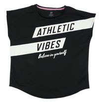 Čierno-biele športové tričko s nápismi H&M