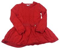 Červené pletené šaty s 3D vzorom