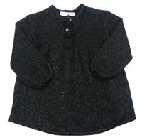 Čierno-strieborný trblietavý vzorovaný sveter Zara