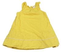 Žlté plátenné šaty s výšivkou Lulurain