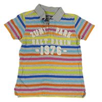 Farebné pruhované polo tričko s nápisom H&M