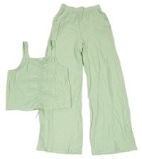 2set - Svetlozelený mačkaný crop top + palazzo nohavice H&M