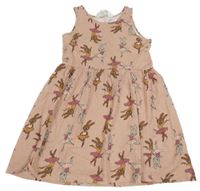 Staroružové bavlnené šaty s králíčky H&M