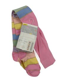 Nové - 2x - růžovo-pruhované + šedé punčocháče s puntíky Primark